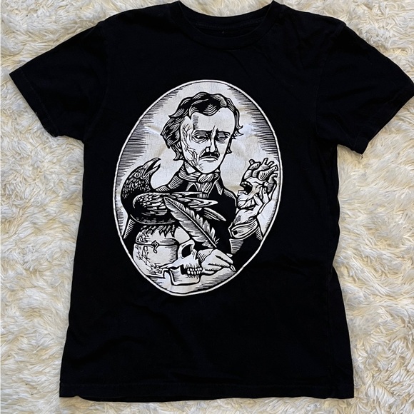 Edgar Allan Poe Tshirt Raven Skull Goth Black Matter Brian Reedy Artist Small - Picture 6 of 6